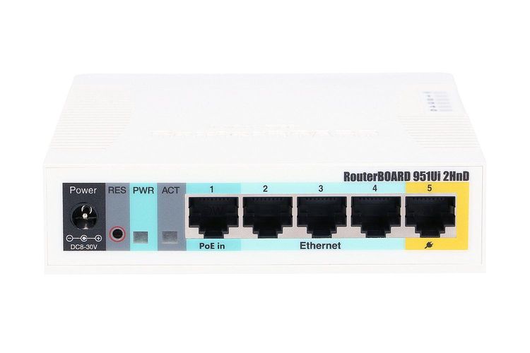 MikroTik RB951Ui-2HnD | WiFi Router | 2,4GHz, 5x RJ45 100Mb/s, 1x USB, MIKROTIK RB951UI-2HND 4752224001146