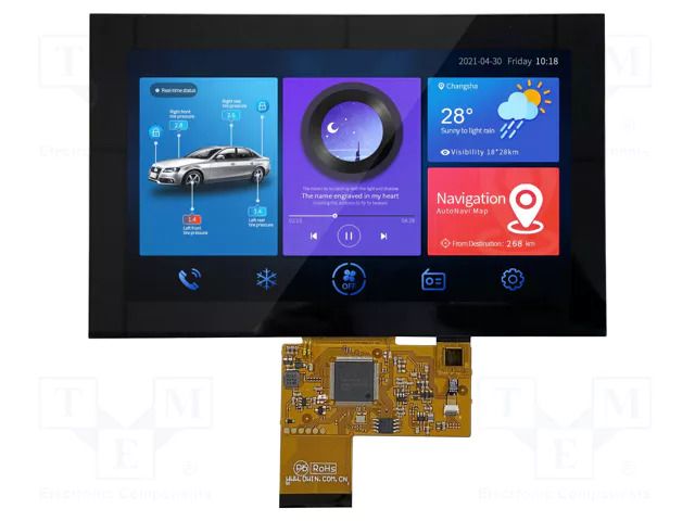 Display: TFT; 7"; 1024x600; Illumin: LED; 16MBFLASH; RGB; 250cd/m2 Dwin Technology DMG10600F070-02WTC