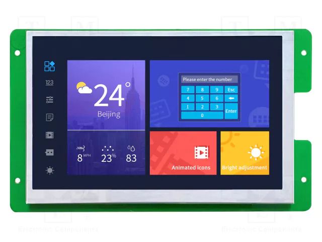 Display: TFT; 7"; 1280x800; Illumin: LED; 16MBFLASH; RGB; 300cd/m2 Dwin Technology DMG12800C070-03WN