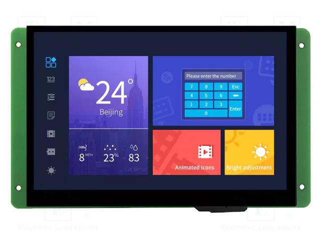 Display: TFT; 7"; 1280x800; Illumin: LED; 32MBFLASH; RGB; 250cd/m2 Dwin Technology DMG12800T070-01WTC