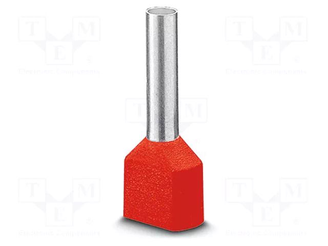 Tip: bootlace ferrule; insulated,double; copper; 1mm2; tinned PHOENIX CONTACT AI-TWIN2X1-12RD