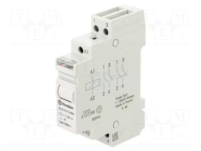 Relay: installation; bistable,impulse; NO x2; Ucoil: 12VDC; 20.22 FINDER 20.22.9.012.0000