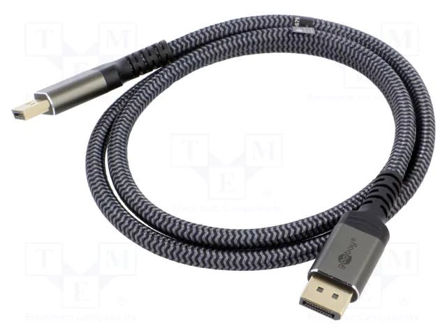 Cable; DisplayPort plug,both sides; textile; Len: 1m; black-grey Goobay GOOBAY-75679