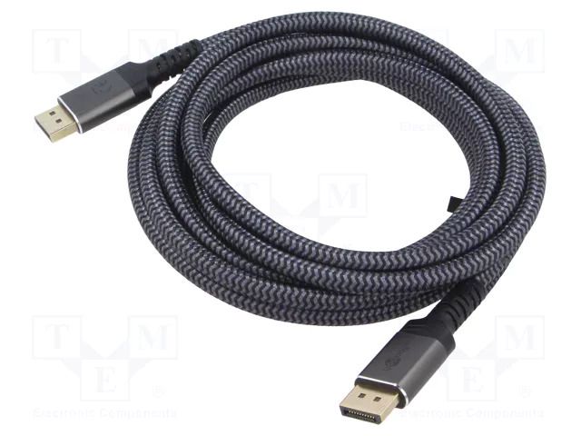 Cable; DisplayPort plug,both sides; textile; Len: 2m; black-grey Goobay GOOBAY-75685