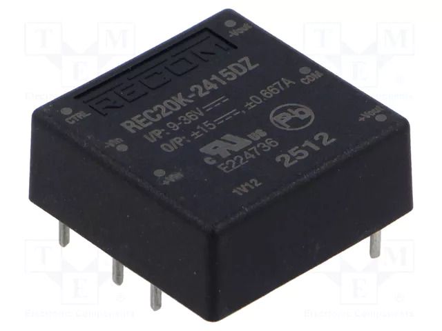Converter: DC/DC; 20W; Uin: 9÷36VDC; Uout: 15VDC; Uout2: -15VDC; THT RECOM REC20K-2415DZ