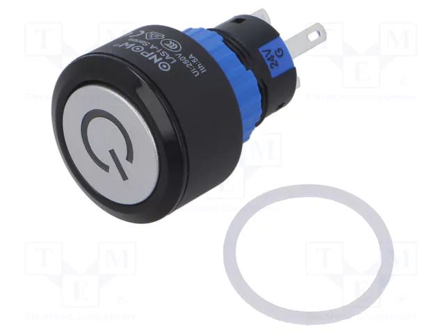 Switch: push-button; Pos: 2; SPDT; 0.5A/220VAC; 1A/24VDC; ON-(ON) ONPOW LAS1-APY-11TG24VP