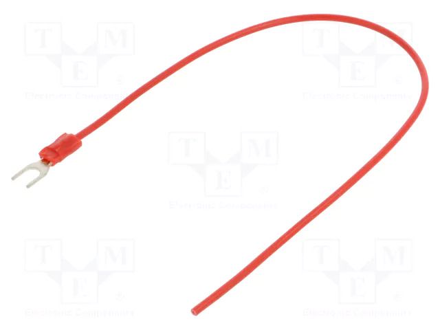 Cable with crimped terminals; H05V-K; 0.5mm2; red; 250mm; fork CHEVAL M4WI-050RD025