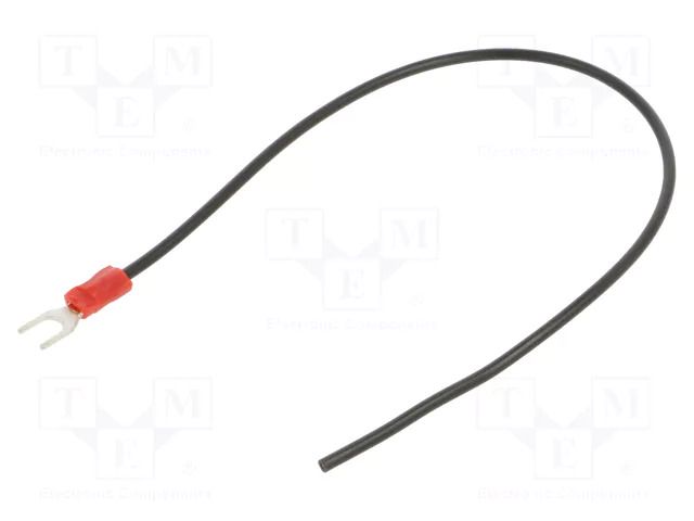 Cable with crimped terminals; H05V-K; 0.75mm2; black; 250mm; fork CHEVAL M4WI-075BK025