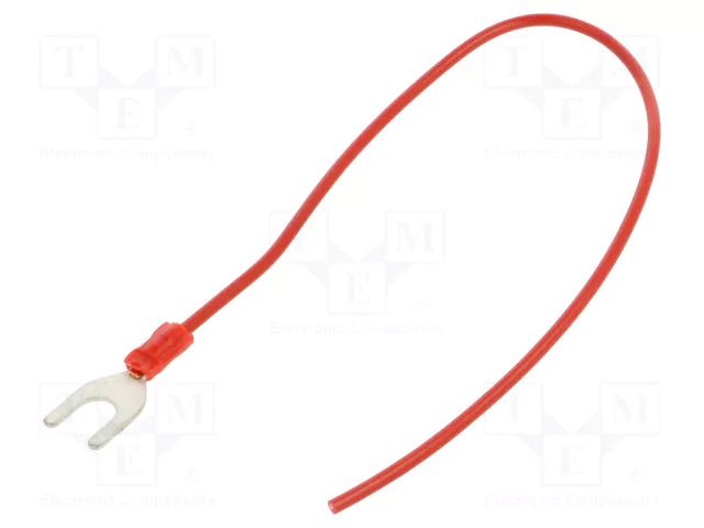 Cable with crimped terminals; H05V-K; 0.75mm2; red; 250mm; fork CHEVAL M6WI-075RD025