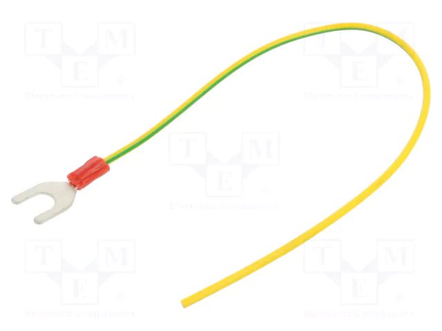 Cable with crimped terminals; H05V-K; 0.75mm2; yellow-green CHEVAL M6WI-075YG025