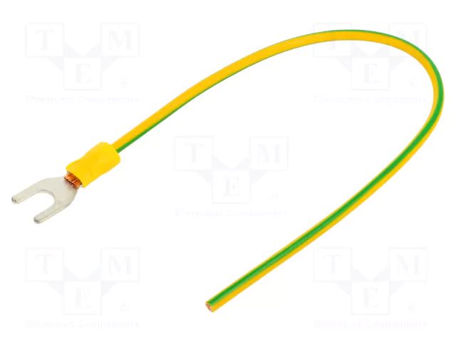 Cable with crimped terminals; H07V-K; 4mm2; yellow-green; 250mm CHEVAL M6WI-400YG025