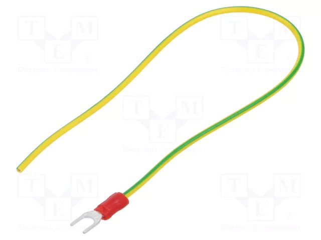 Cable with crimped terminals; H05V-K; 0.75mm2; yellow-green CHEVAL M4WI-075YG025