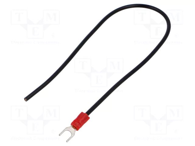 Cable with crimped terminals; H05V-K; 1mm2; black; 250mm; fork CHEVAL M4WI-100BK025