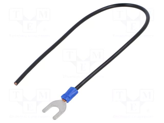 Cable with crimped terminals; H07V-K; 2.5mm2; black; 250mm; fork CHEVAL M6WI-250BK025