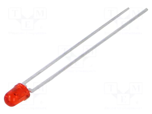 LED; red; 3mm; 8.7÷29mcd; 45°; Front: convex; 2÷2.6VDC; No.of term: 2 LITEON LTL-4222N