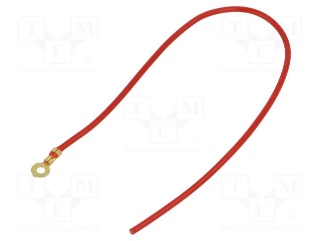 Cable with crimped terminals; H05V-K; 0.75mm2; red; 250mm; ring CHEVAL M3R-075RD025