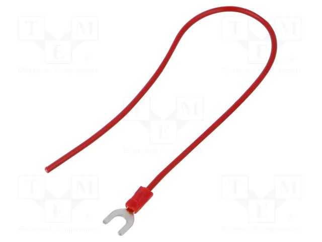 Cable with crimped terminals; H05V-K; 0.75mm2; red; 250mm; fork CHEVAL M5WI-075RD025