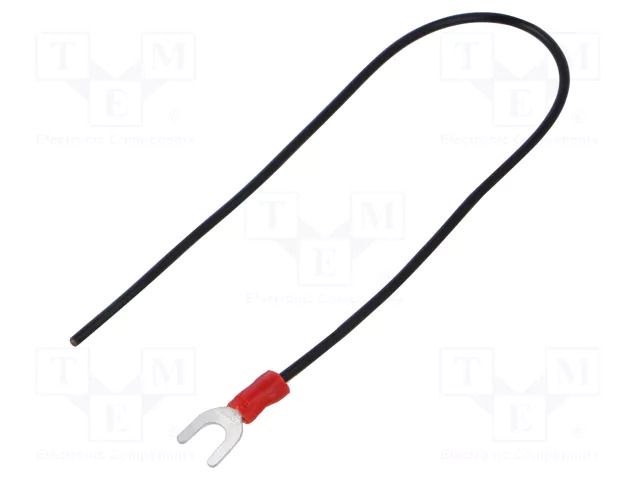 Cable with crimped terminals; H05V-K; 0.5mm2; black; 250mm; fork CHEVAL M5WI-050BK025