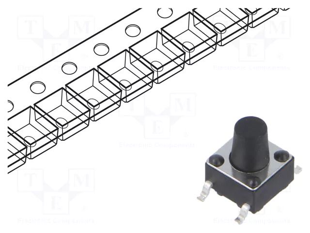 Microswitch TACT; SPST; Pos: 2; 0.05A/12VDC; SMT; 2.45N; 6x6x3.5mm CONNFLY TACT4203-17250-R