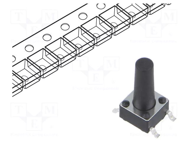 Microswitch TACT; SPST; Pos: 2; 0.05A/12VDC; SMT; 1.27N; 6x6x3.5mm CONNFLY TACT4203-16130-R