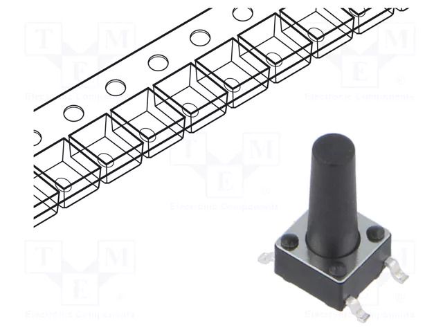 Microswitch TACT; SPST; Pos: 2; 0.05A/12VDC; SMT; 1.57N; 6x6x3.5mm CONNFLY TACT4203-117160-R