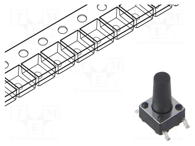 Microswitch TACT; SPST; Pos: 2; 0.05A/12VDC; SMT; 2.45N; 6x6x3.5mm CONNFLY TACT4203-116250-R