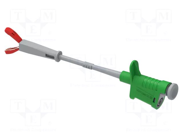 Clip-on probe; crocodile; 6A; green; Contacts: brass; 4mm; L: 177mm ELECTRO-PJP PJP6007-IEC-V