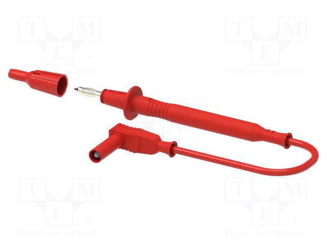Test lead; 36A; probe tip,banana plug 4mm; Len: 1m; red; Ø: 4mm ELECTRO-PJP PJP4417-D4-100R