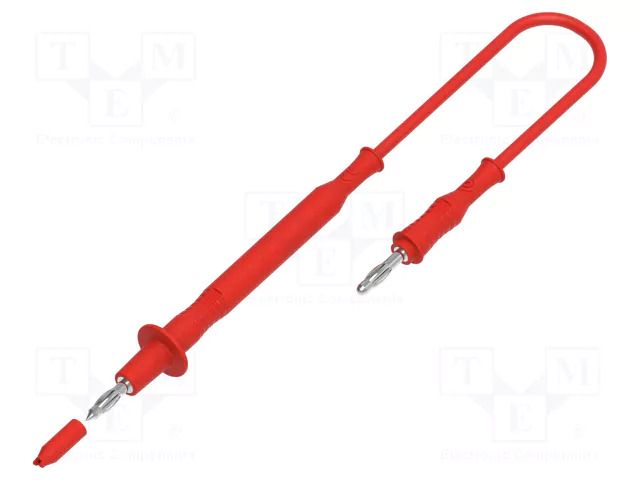 Test lead; 60VDC; 30VAC; 12A; probe tip,banana plug 4mm; Len: 1m ELECTRO-PJP PJP4010-D4-100R