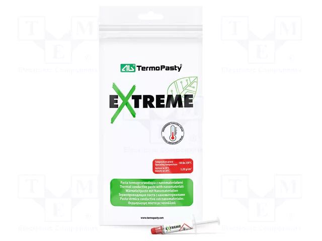Heat transfer paste; grey; stainless steel particles,silicone AG TERMOPASTY PASTA-EXTREME-1