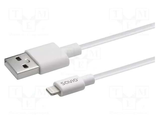 Cable; Apple Lightning plug,USB A plug; 1m; white; 480Mbps; 2.4A SAVIO SAVKABELCL-192