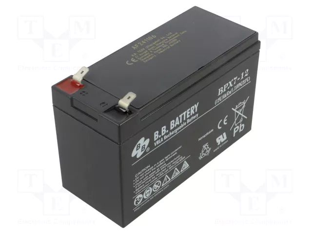 Re-battery: acid-lead; 12V; 7Ah; AGM; maintenance-free; 2.35kg B.B. Battery ACCU-BPX7-12-T2/BB