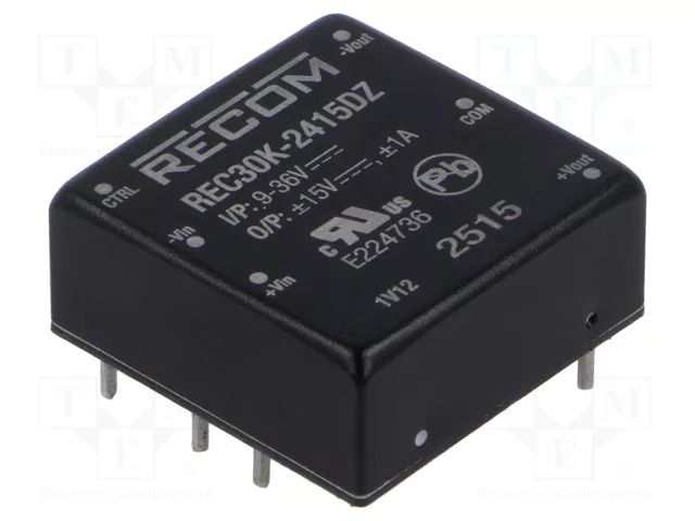 Converter: DC/DC; 30W; Uin: 9÷36VDC; Uout: 15VDC; Uout2: -15VDC RECOM REC30K-2415DZ