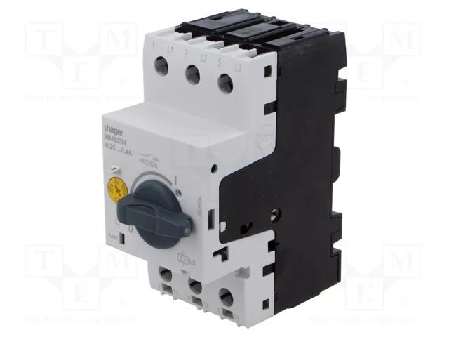 Motor breaker; 0.09kW; 230VAC; for DIN rail mounting; 0.25÷0.4A HAGER MM503N