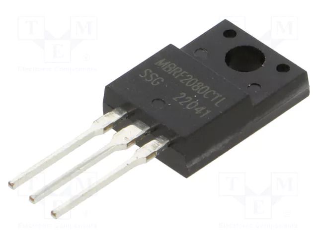 Diode: Schottky rectifying; THT; 80V; 20A; ITO220AB; Ufmax: 750mV SMC DIODE SOLUTIONS MBRF2080CTL-SMC