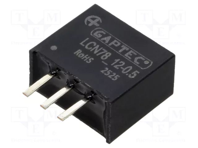 Converter: DC/DC; Uin: 15÷42VDC; Uout: 12VDC; Iout: 500mA; THT; OUT: 1 GAPTEC Electronic LCN78-12-0.5