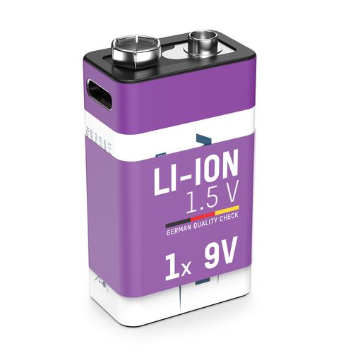 Аккумуляторы 1604 9V 400mAh (Li-Ion 3.7Wh), с USB-C пиковая выходная мощность DC 9V 0.4A ANSMANN 1315-0005 4013674194001