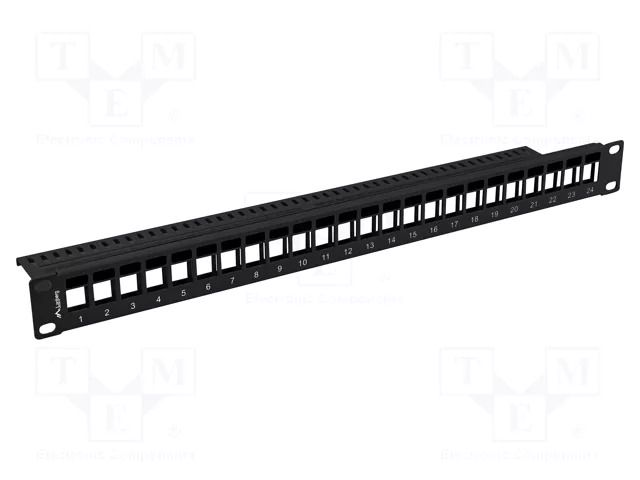 Patch panel; black; Number of ports: 24; Standard: 19"; rack 19" LANBERG PPKS-1024-B