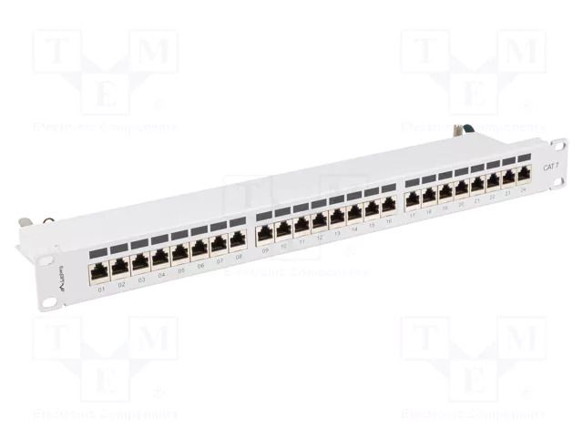 Patch panel; white; Number of ports: 24; Standard: 19"; Cat: 7; RACK LANBERG PPS7-1024-S