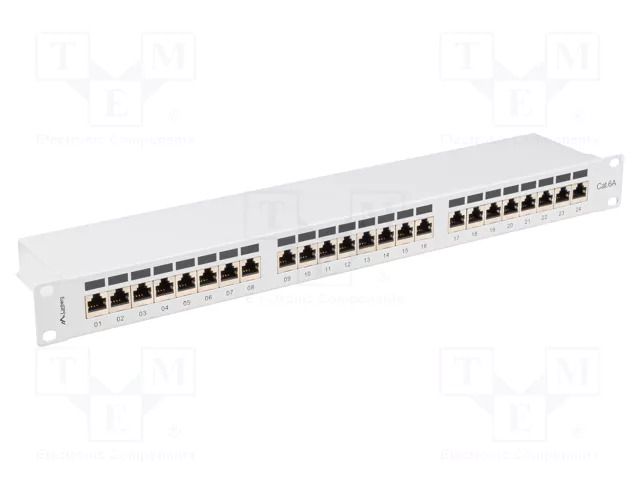 Patch panel; white; Number of ports: 24; Standard: 19"; Cat: 6a LANBERG PPSA-1024-S