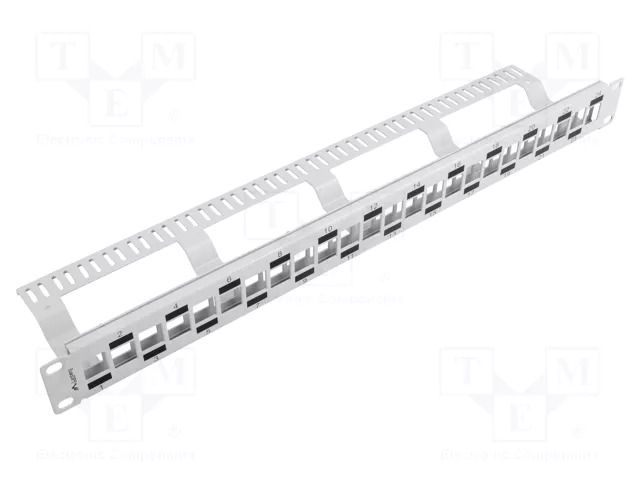 Patch panel; white; Number of ports: 24; Standard: 19"; rack 19" LANBERG PPKS-1224-S