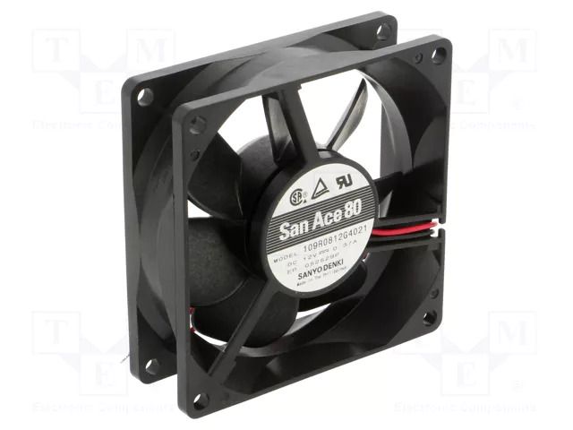 Fan: DC; axial; 12VDC; 80x80x25mm; 90m3/h; 40dBA; ball; 4500rpm SANYO DENKI 109R0812G4021