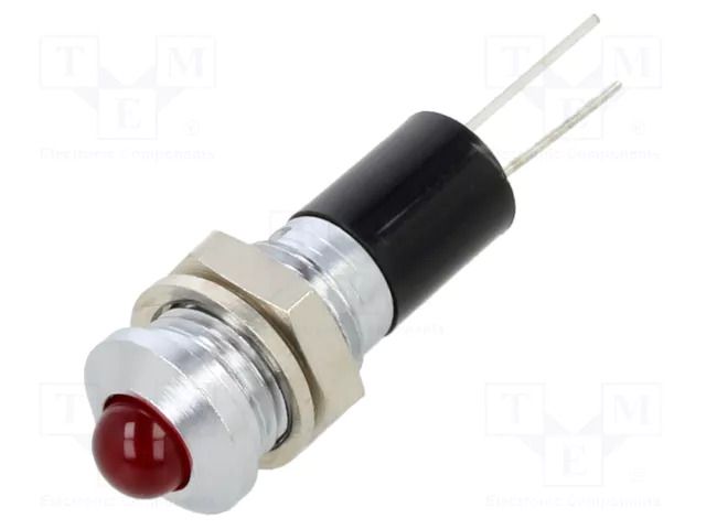 Indicator: LED; prominent; red; 24VDC; Ø8mm; for PCB; brass MENTOR 2693.8321