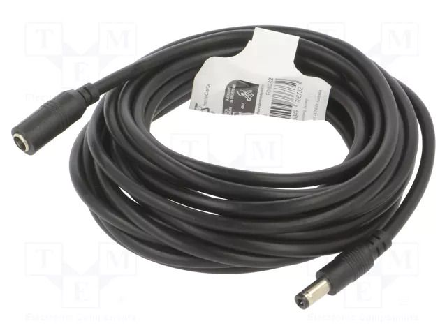 Cable; DC 5,5/2,5 plug,DC 5,5/2,5 socket; straight; black; 5m GOOBAY GOOBAY-76673
