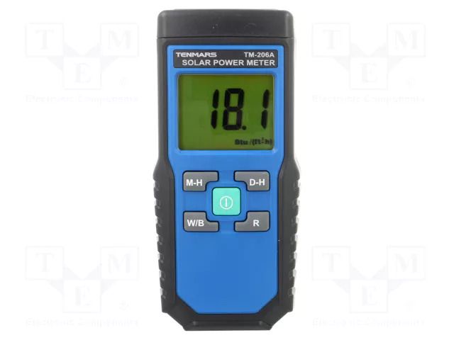 Light meter; 1999W/m2; BTU/(ft2*h),W/m2; 132x60x38mm TENMARS TM-206