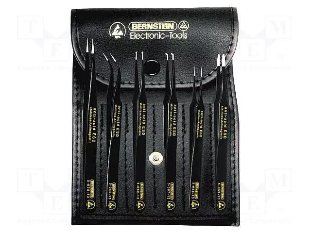 Tweezers-set; non-magnetic; SMD; ESD; 6pcs. BERNSTEIN BRN-5-060
