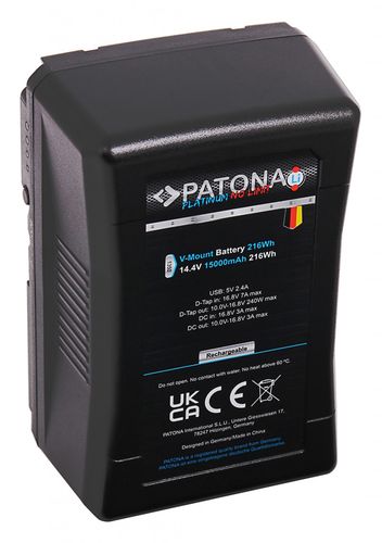 PATONA Platinum Battery V-Mount 24A 216Wh 15000mAh f. Blackmagic Ursa Mini RED EPIC SCARLET Sony Video 4K Digital Cinema Broadcast DSLR LED-Light Monitor HDCAM XDCAM, PATONA 1350 4055655230681
