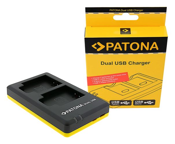 PATONA dual fast charger for Olympus Li-50B Li50B incl. USB-C cable, PATONA 1953 4055655124027