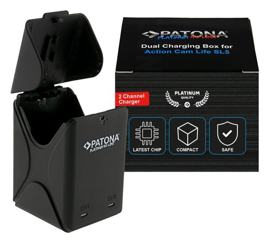PATONA Platinum Dual-Charger charging box for PATONA Action Cam Life SL5, PATONA 4229 4055655253109