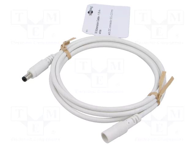 Cable; DC 5,5/2,5 plug,DC 5,5/2,5 socket; straight; white; 1.5m GOOBAY GOOBAY-76678